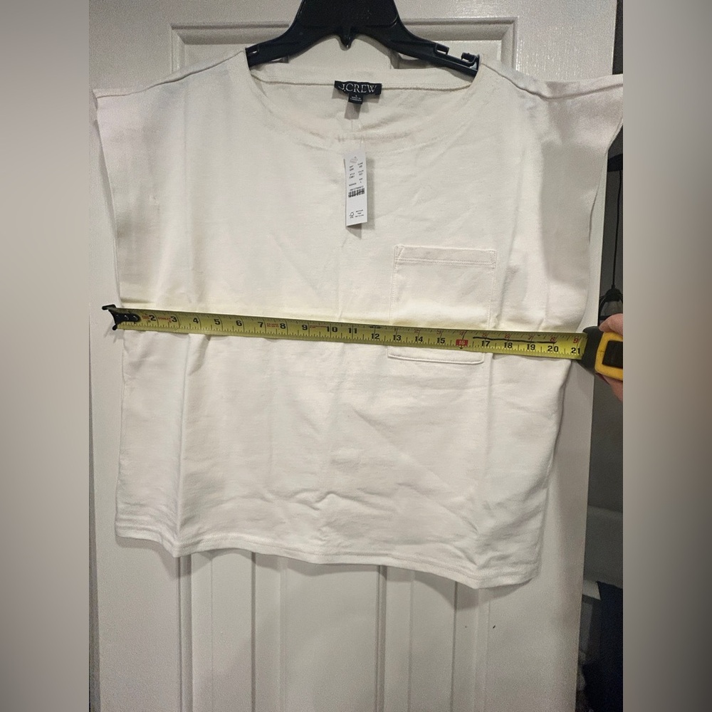 J Crew NWT New Mariner Jersey Boatneck Muscle T-shirt large in Ivory SEE PICS - Picture 9 of 11